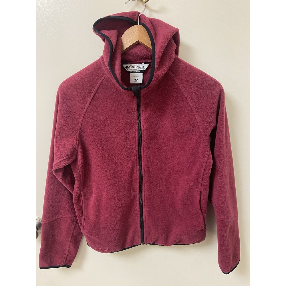 Columbia Jacket Women's‎ M Burgundy RN69724 CA05367 Fleece Full Zip Hoodie-READ
